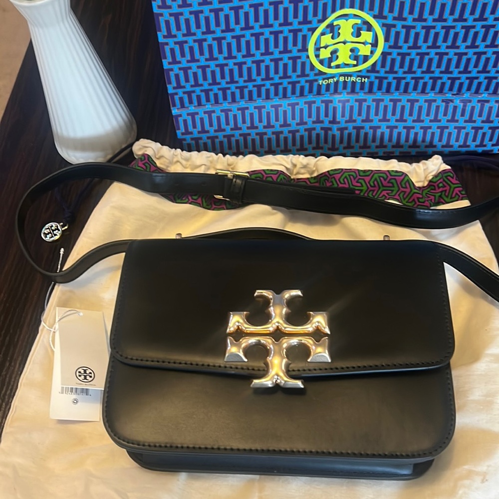 Tory Burch Black Gold Structured Crossbody